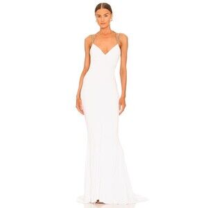 Retrofete Floor Length Gown Valentina Large White Back Chain Lined Holiday Dress